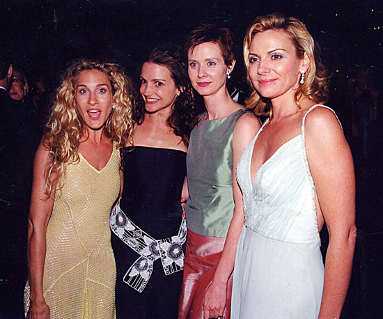 The ladies of Sex and the City, Sarah Jessica Parker, Kristin Davis, Cynthia Nixon, and Kim Cattrall, stuck together at the show in 1999.
The ladies of Sex and the City, Sarah Jessica Parker, Kristin Davis, Cynthia Nixon, and Kim Cattrall, stuck together at the show in 1999.
