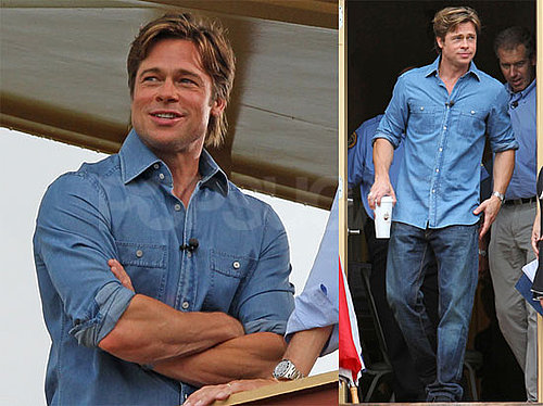 Pictures of Brad Pitt Doing an Interview With Brian Williams in New Orleans