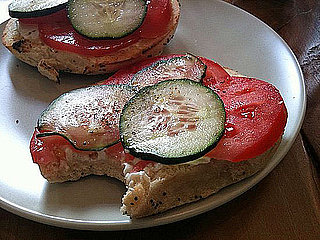 Picture of Bagel With Cream Cheese, Cucumbers, and Heirloom Tomatoes