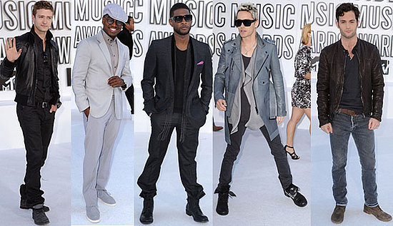 Penn Badgley, Usher, Justin Timberlake, Ne-Yo, and Jared Leto at 2010 MTV VMAs 2010-09-12 19:46:30