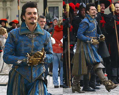 Pictures of Orlando Bloom Getting Musical on the Set of The Three Musketeers