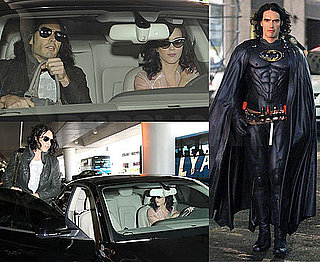 Pictures of Katy Perry and Russell Brand, And Russell Brand in a Batman Costume Filming Arthur on Last Day