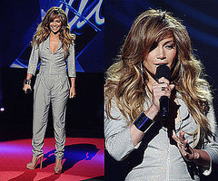 Jennifer Lopez Wears a Gray Sequin Jumpsuit to American Idol Press Conference Jennifer Lopez Wears a Gray Sequin Jumpsuit to American Idol Press Conference