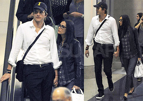 Pictures of Ashton Kutcher and Demi Moore Holding Hands Arriving Into LAX