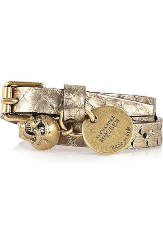 Alexander McQueen | Leather skull bracelet | NET-A-PORTER.COM