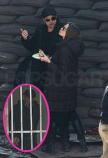 Pictures of Brad Pitt Smoking and Eating Lunch With Angelina Jolie in Hungary
