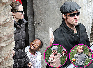Pictures of Brad PItt, Angelina Jolie, Pax, Zahara, Vivienne, and Knox in Budapest