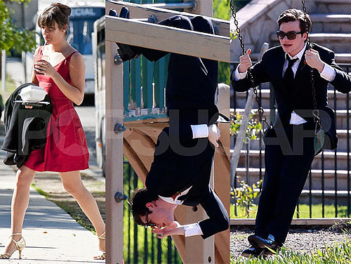 Pictures of the Glee Cast Matthew Morrison, Chris Colfer, Lea Michele, Cory Monteith on Set