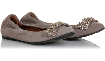 Lanvin - Leather Ballerinas With Crystal Bow