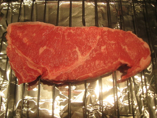 NY strip steak with onion confit
