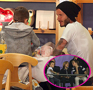 Pictures of David Beckham Playing With the Galaxy and Painting at Color Me Mine