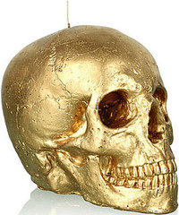 New Realistic Life-Size Skull Candle Covered in Gold For Holiday 2010 New Realistic Life-Size Skull Candle Covered in Gold For Holiday 2010