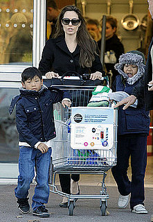 Pictures of Angelina Jolie, Pax, and Maddox Grocery Shopping in France