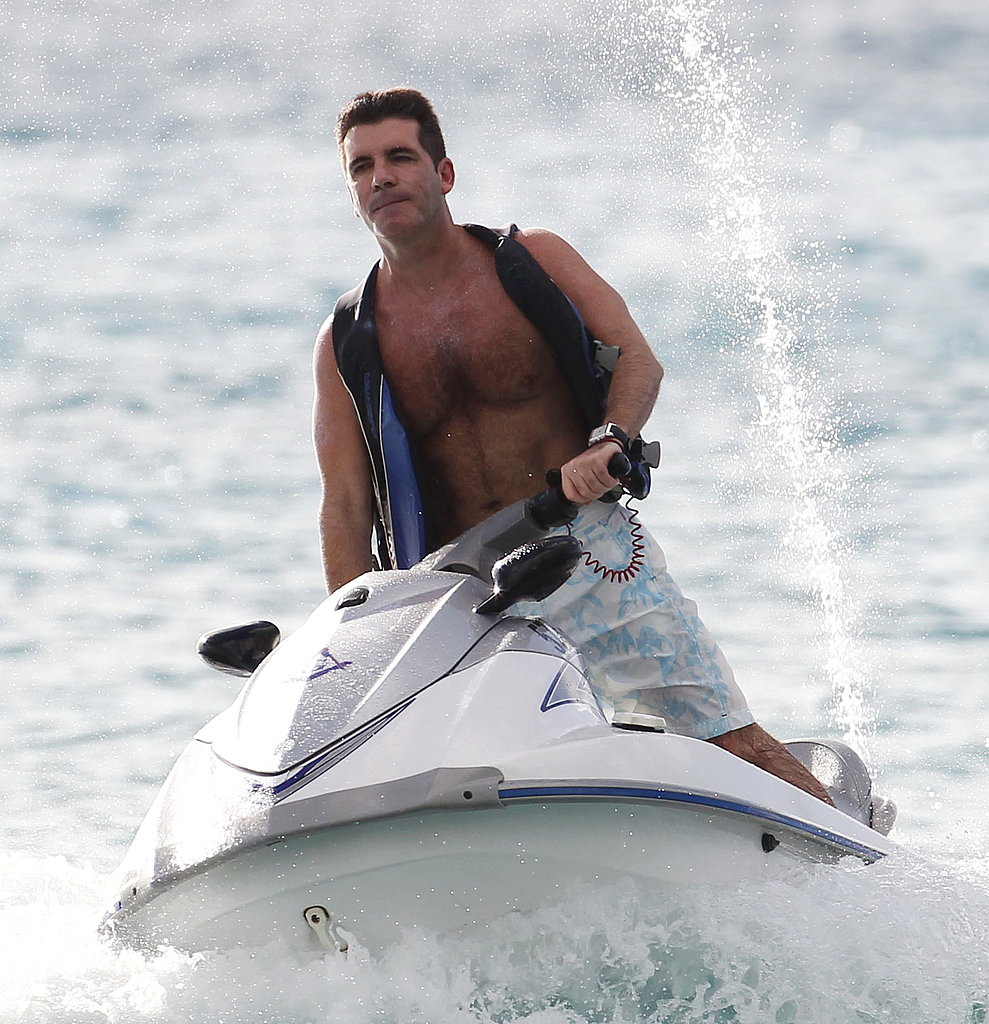 Pictures Of Simon Cowell Jet Skiing Shirtless In The Caribbean Popsugar Celebrity