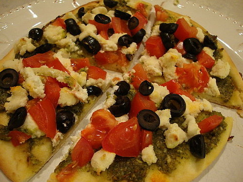 Pesto and Almond Feta Pizza Pesto and Almond Feta Pizza