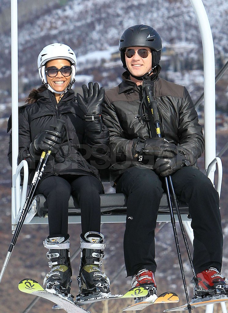 Zoe Saldana Gets a Sweet Ski Lesson From Her Fiancé Zoe Saldana Gets a Sweet Ski Lesson From Her Fiancé