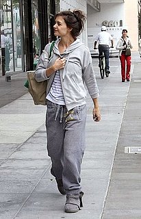 Pictures of Katie Holmes Arriving at the Gym in LA Wearing All Gray