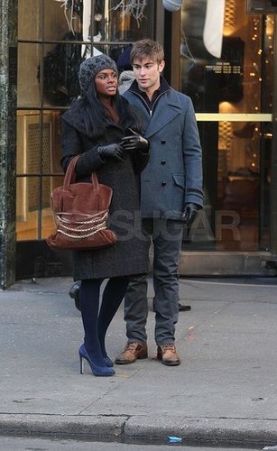 Pictures of Chace Crawford and Tika Sumpter on the Set of Gossip Girl in NYC