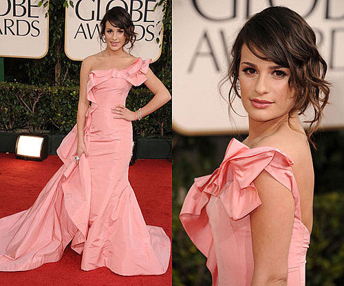 Lea Michele in Oscar de la Renta at 2011 Golden Globe Awards