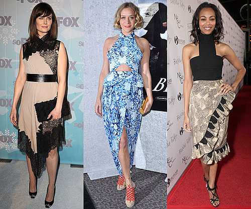 Pictures of Zoe Saldana, Chloe Sevigny, Emily Deschanel Wearing Printed, Cutout Dresses