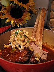 Sandra Bullock's Maine Root Beer Braised Short Ribs with Really Bleu Potatoes and Crispy Shallots