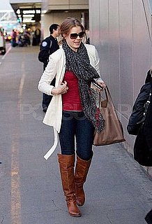 Pictures of Amy Adams Leaving LAX and Touching Down in London