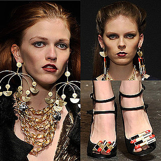 Photos of Lipstick Shoes and Earrings at Danielle Scutt's Autumn Show at London Fashion Week