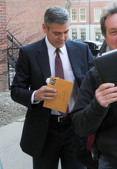Pictures of George Clooney Arriving on Set of The Ides of March in Ohio Pictures of George Clooney Arriving on Set of The Ides of March in Ohio