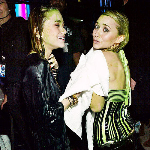 Mary-Kate and Ashley Olsen were covered in green goo after the pair got slimed during the 2004 telecast.
Mary-Kate and Ashley Olsen were covered in green goo after the pair got slimed during the 2004 telecast.