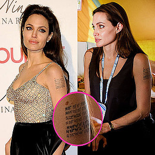 Pictures of Angelina Jolie's Arm Tattoo With 7th Coordinate Line