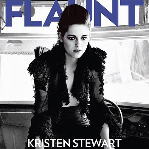 Kristen Stewart let her shirt hang loose on the cover of April 2010's Flaunt.
Kristen Stewart let her shirt hang loose on the cover of April 2010's Flaunt.