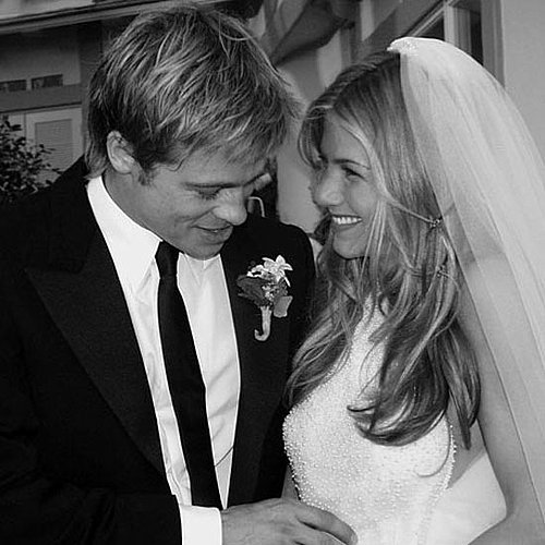 When Brad Pitt and Jennifer Aniston tied the knot in Malibu in July 2000, Jennifer wore a Lawrence Steele glass-beaded, low-backed gown and a matching veil covered her long locks.
When Brad Pitt and Jennifer Aniston tied the knot in Malibu in July 2000, Jennifer wore a Lawrence Steele glass-beaded, low-backed gown and a matching veil covered her long locks.