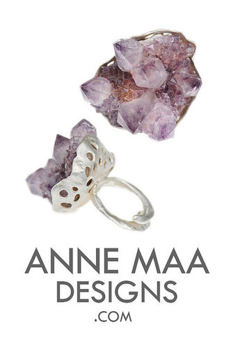 modern organic jewelry. chunky amethyst cluster ring