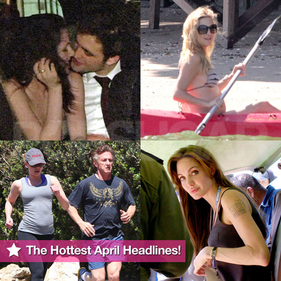 Robert and Kristen's Steamy Kisses, Angelina's New Tattoo, and Kate's Bikini Bump: The Hottest April Headlines! Robert and Kristen's Steamy Kisses, Angelina's New Tattoo, and Kate's Bikini Bump: The Hottest April Headlines!