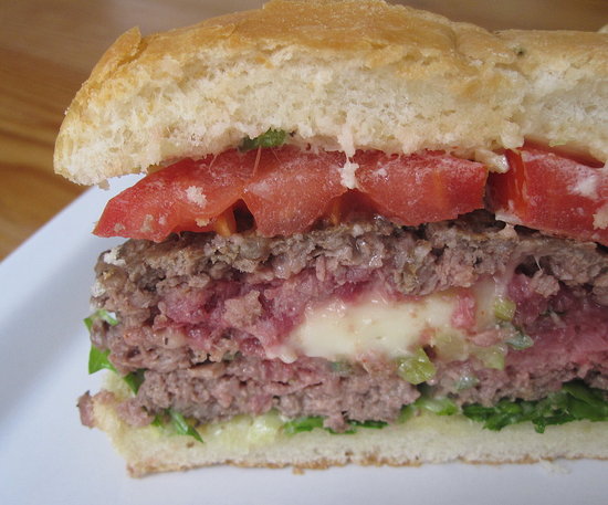 Scallion-and-Brie-Stuffed Burgers