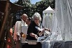 We used Ikea canopies to keep the bugs out of our food