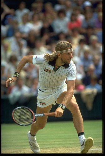 Who could ever forget the iconic tennis player Bjorn Borg in his short shorts and striped collared tee by Fila.
Who could ever forget the iconic tennis player Bjorn Borg in his short shorts and striped collared tee by Fila.