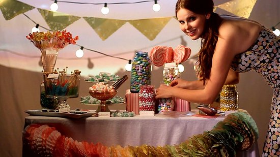 Create the Perfect Wedding Candy Buffet green and brown wedding candy bar