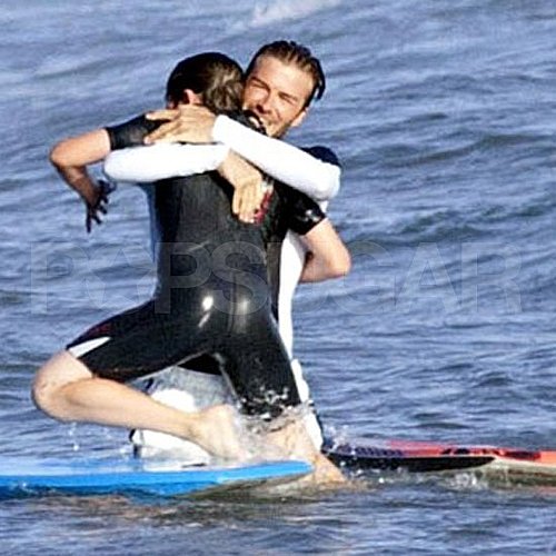 David Beckham Pictures Bodysurfing With Brooklyn Beckham