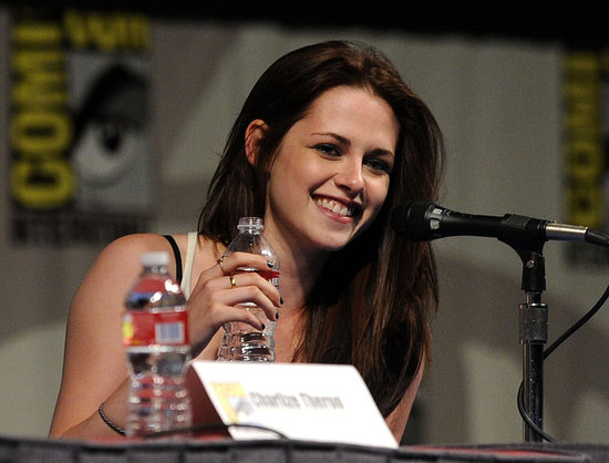 Kristen Stewart was all smiles discussing Snow White and the Huntsman. Kristen Stewart was all smiles discussing Snow White and the Huntsman.