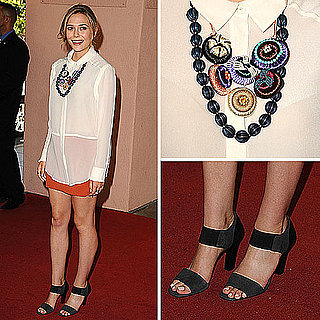 Elizabeth Olsen Orange Miniskirt
