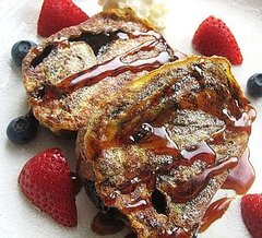 Chocolate Babka French Toast with a Port Wine Reduction