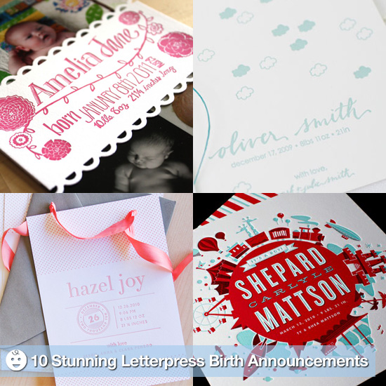 Elegant Letterpress Birth Announcements Elegant Letterpress Birth Announcements