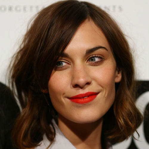 Alexa Chung Has a Gorgeous Red Lipstick Trick