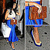 Kourtney Kardashian Wearing a Bright Blue Skirt