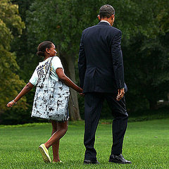 President Obama and Sasha Obama Holding Hands President Obama and Sasha Obama Holding Hands