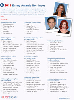 Printable Emmy Ballot 2011