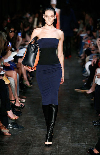 Victoria Beckham delivered figure-flaunting silhouettes.
Victoria Beckham delivered figure-flaunting silhouettes.