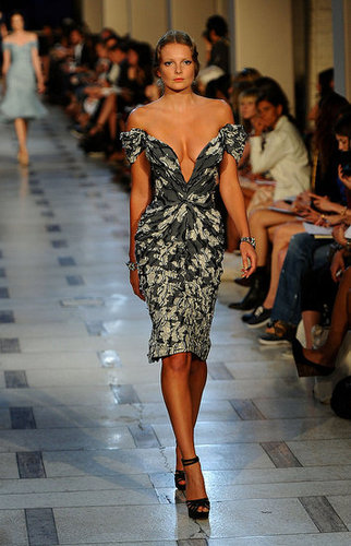 Zac Posen embraced glamour — and cleavage baring necklines for Spring.
Zac Posen embraced glamour — and cleavage baring necklines for Spring.