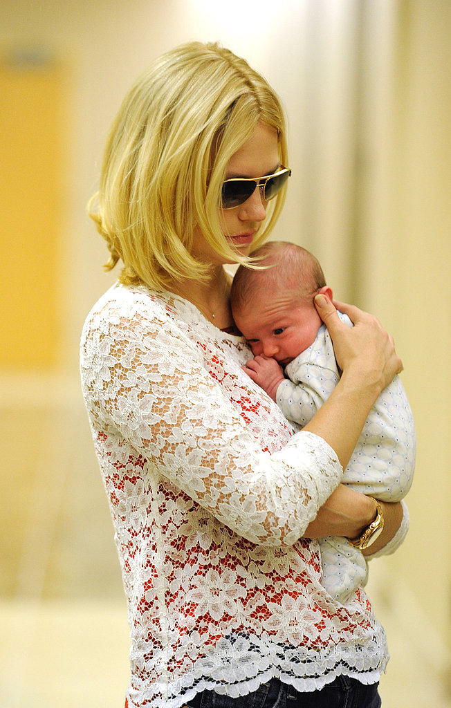 January Jones with baby Xander. January Jones with baby Xander.